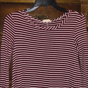 Maroon Stripped Cute Dress for Fall